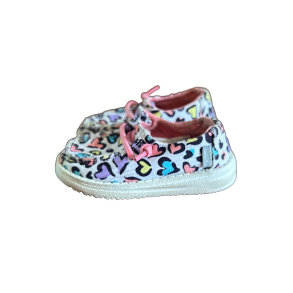 Hey Dude Wendy Toddler Cat Heart Leopard Print Slip On Loafers Shoes Sz 6